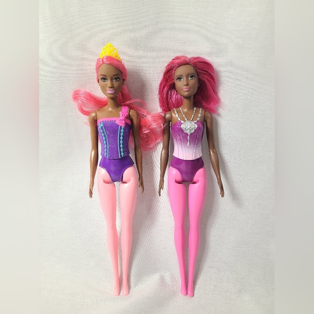 Barbie Doll Lot African American Dreamtopia Doll Pink Hair- 2 Dolls